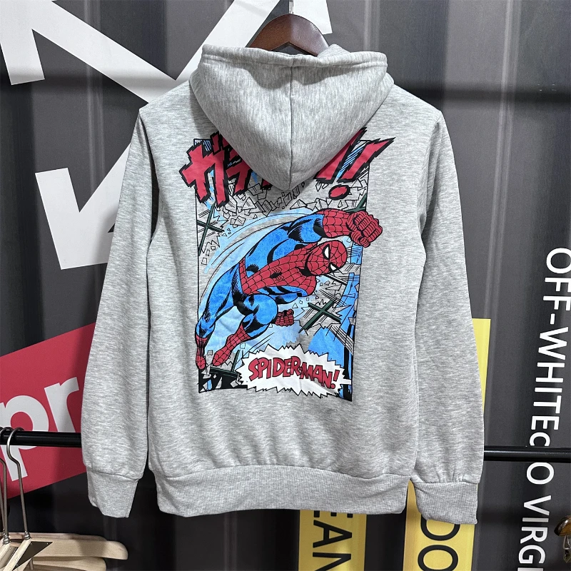 Miniso homem-aranha padrão hoodies outono inverno nova mulher e moletom com capuz casal pulôver moletom casual roupas