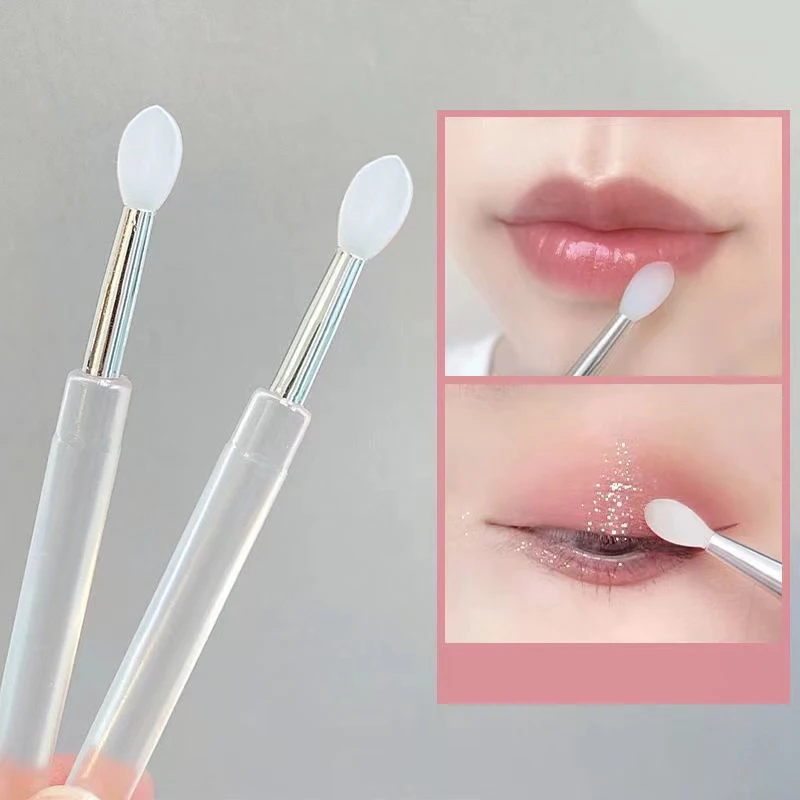 Pinceaux pour masque à lèvres en Silicone (Transparent/Rose)-Applicateur de gommage à lèvres Portable, pointe en Silicone souple pour baume à lèvres/masque à lèvres