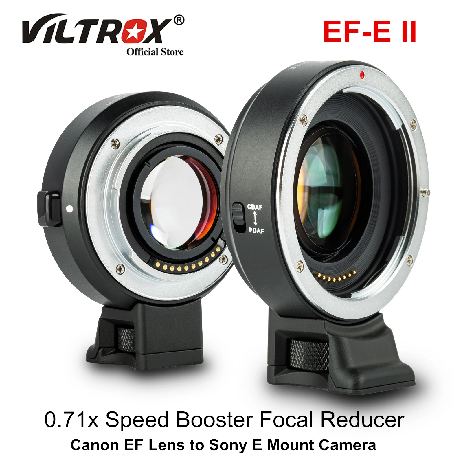 For Canon EF Lens to Sony E Mount Camera A9 A7II A7RII A6400 Viltrox EF-E II Lens Adapter Auto Focus Reducer Speed Booster 0.71X