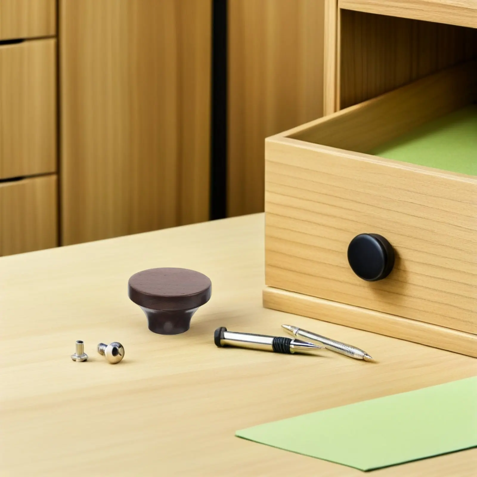 

Набор из 4 деревянных ручек для шкафов: круглые, цельные, с одним отверстием, в деревенском стиле, для выдвижных ящиков, гардеробов, комодов, кухонной мебели (для обновления)