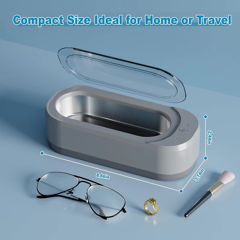 KUNPHY 초음파 세척기 12oz 스테인리스 스틸 탱크 350ML 모든 보석 안경 틀니 반지용 초음파 세척기