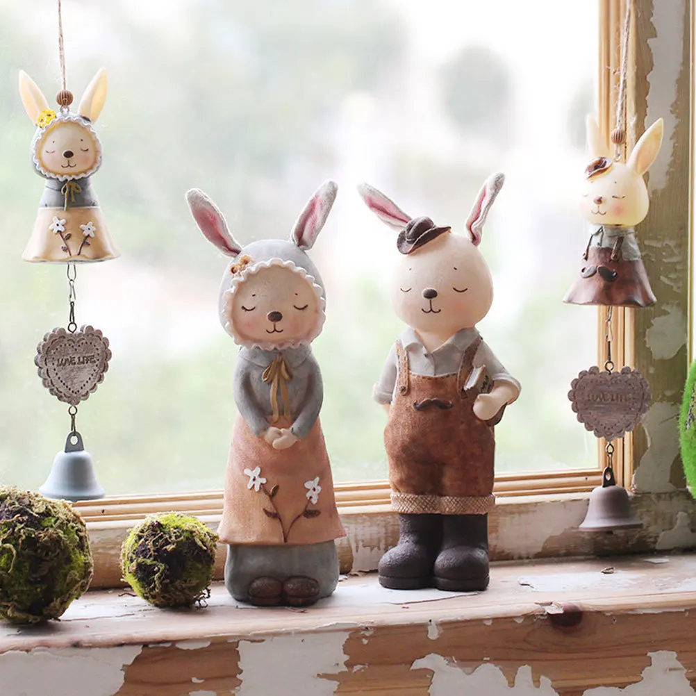 

1Pair Couple Bunny Piggy Bank Resin Coin Storage Jar Desktop Decoration Safe Odorless Resin Crafts Gift for Kids