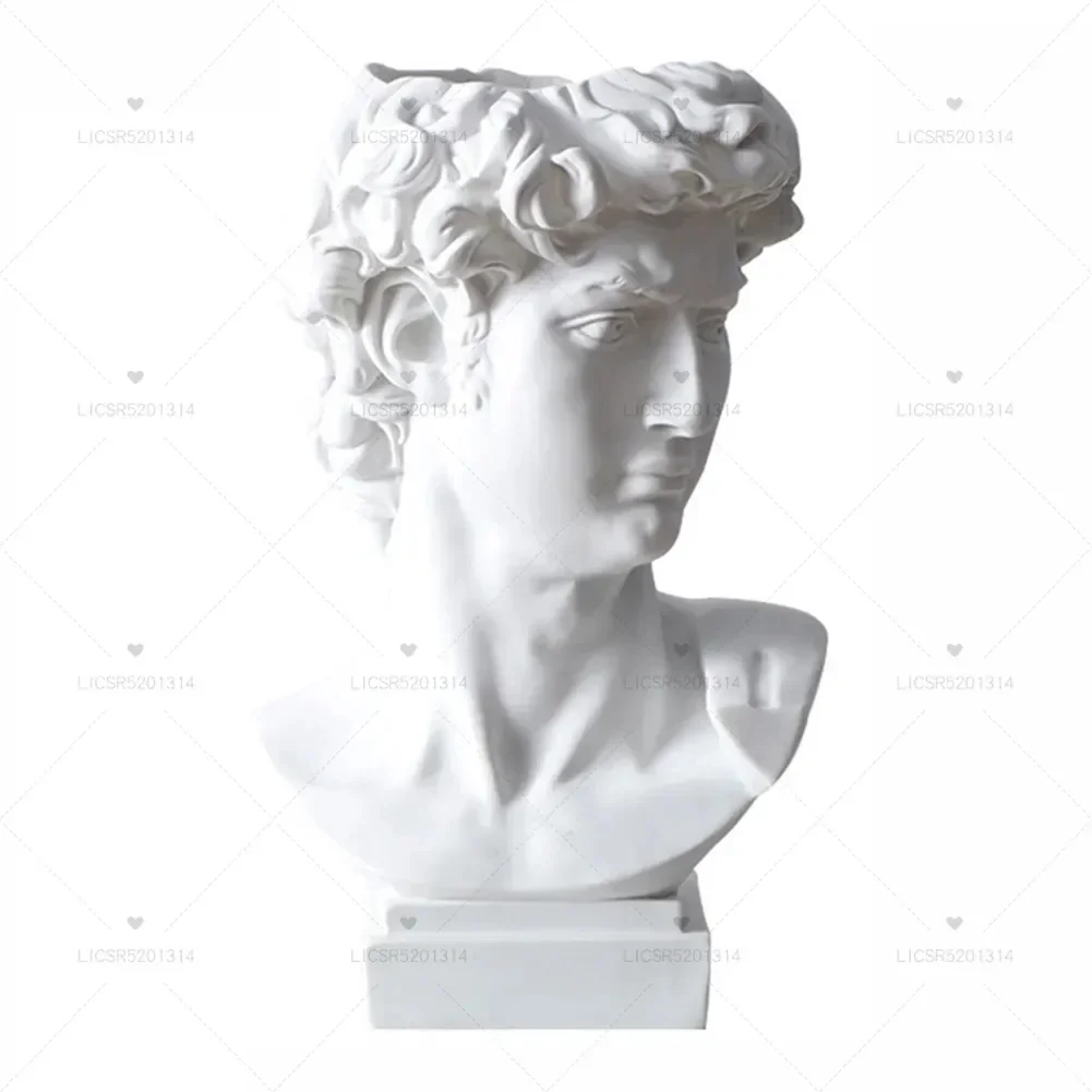 Creative Pen Holder Resin David Sculpture Portrait Statue Make-up Brush Storage Box Flowerpot Vase Art Craft Garden Home Decor