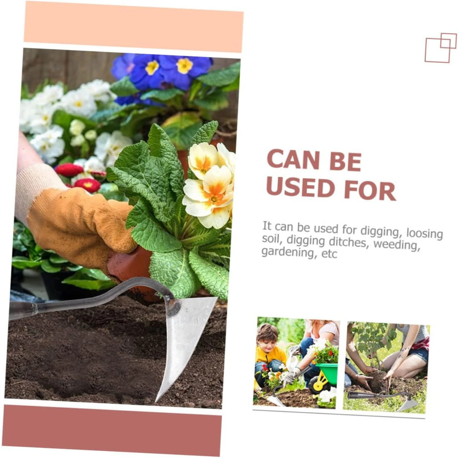 Reliable, Durable Small Triangle Tin Plate Hoe - Efficient Iron Blade Hand Hoe Remover Tool for Gardening - Easy-to-Handle Mini