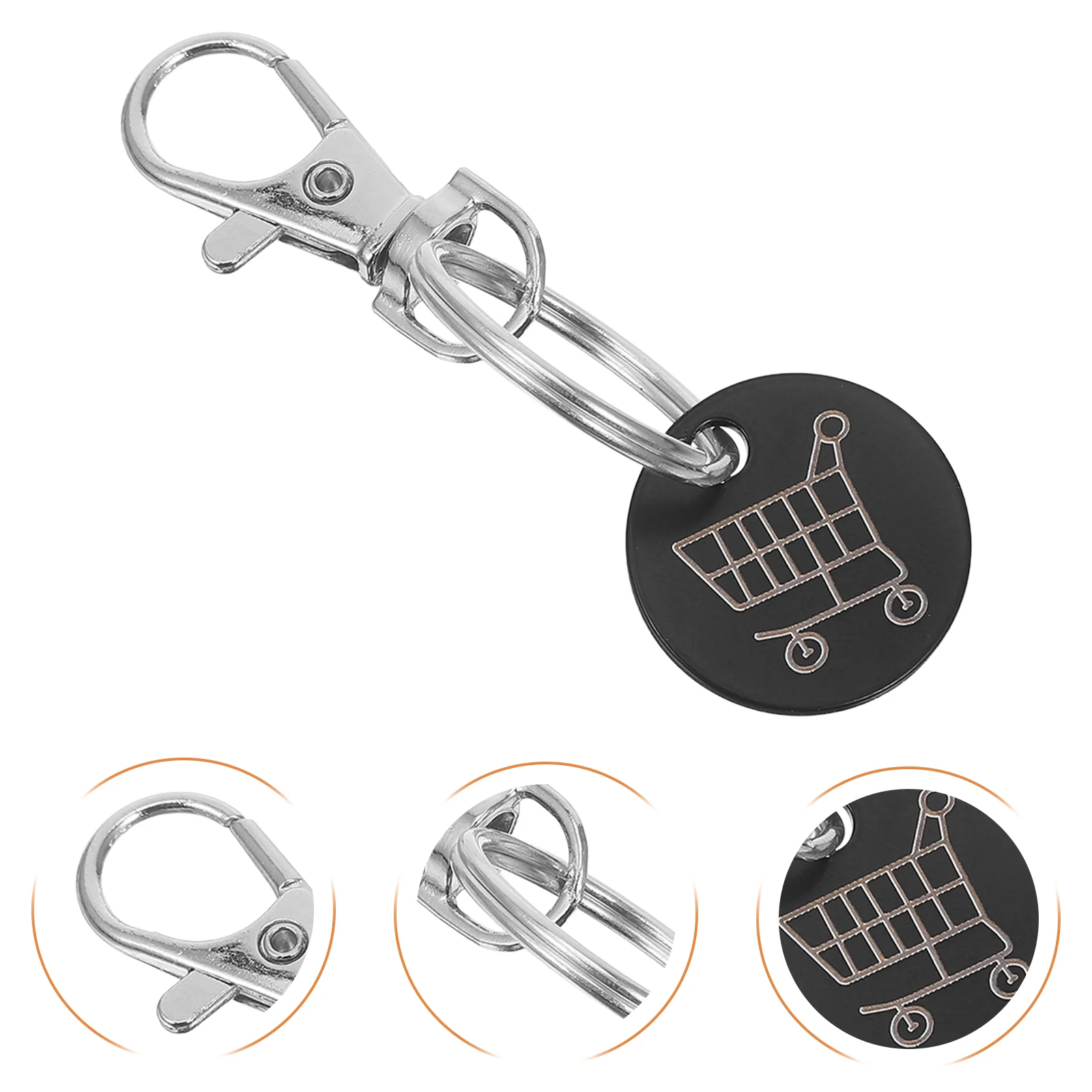 Llaveros de carro de fichas de compras, colgante de adorno de Metal con moneda, decoración de acero inoxidable, 4 piezas