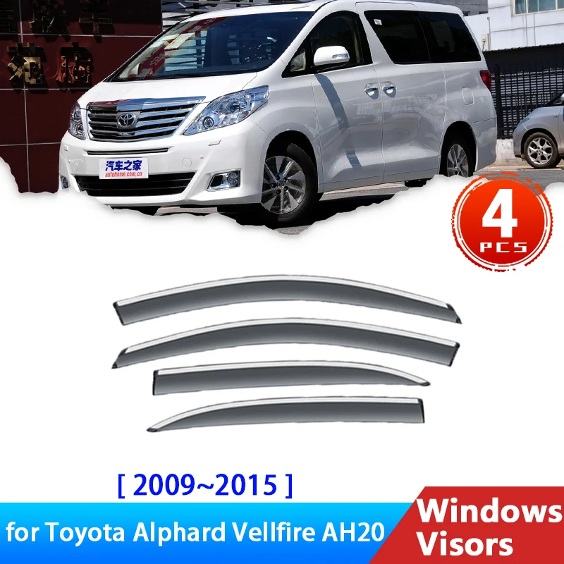 

4x Deflectors for Toyota Alphard Vellfire AH20 20 H2 2009~2015 Accessories Car Side Windows Visors Rain Eyebrow Guards Protector