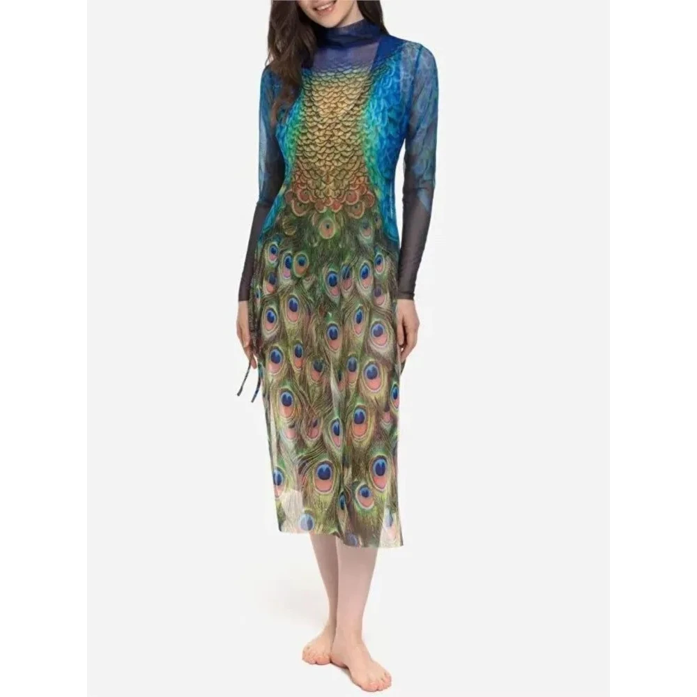 2026 Retro Bikini Printed Fashion One Piece Swimsuit And Cover Up With Dress Tight Women's Bandage Summer Beach Luxury Elegant