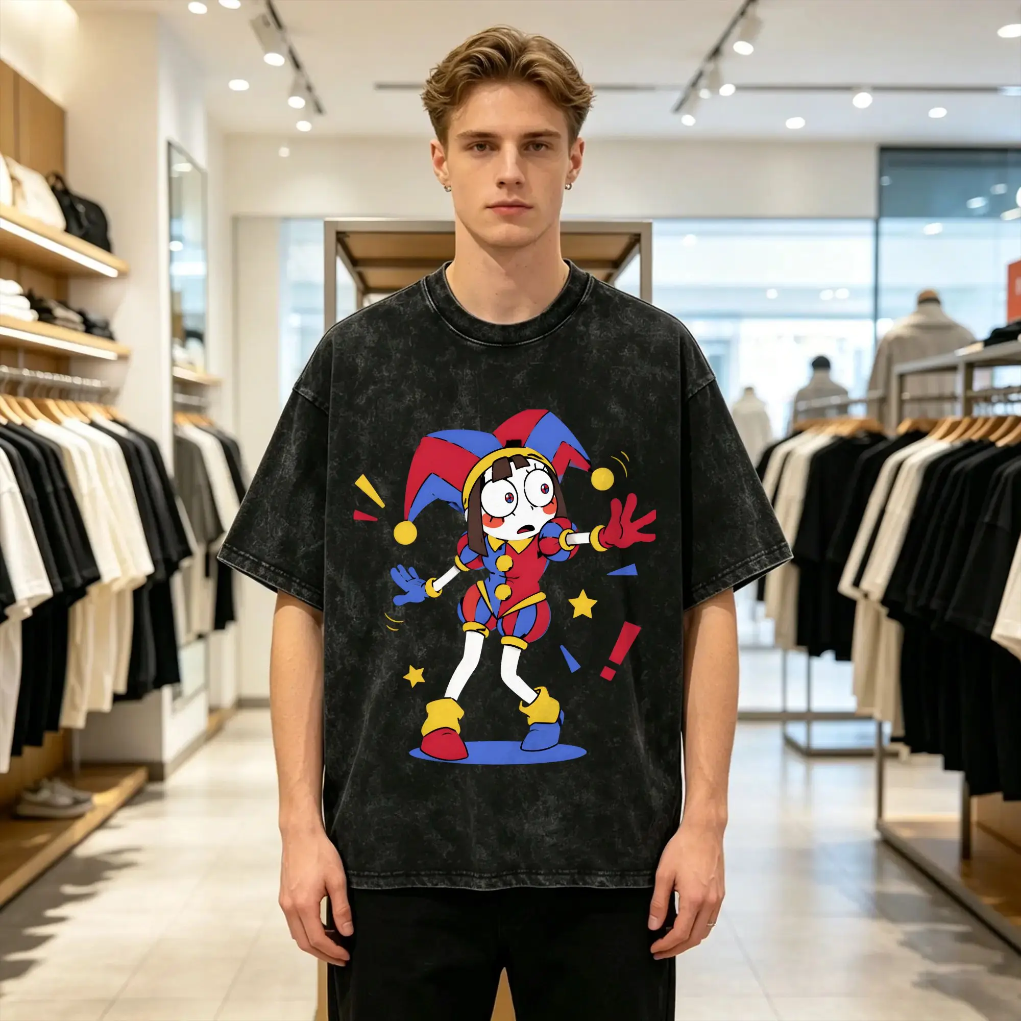 Cartoon Digatal Circus T-Shirts for Men  Awesome Pure Cotton Tee Shirt Round Collar Short Sleeve T Shirt Gift Idea Clothing