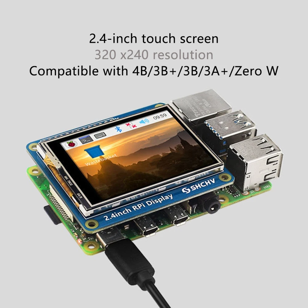 2.4 Inch Touch Screen Display for Raspberry Pi 4B/3B+/3B/3A+/ Zero W LCD Touch Screen 320X240 Display for Raspberry Pi