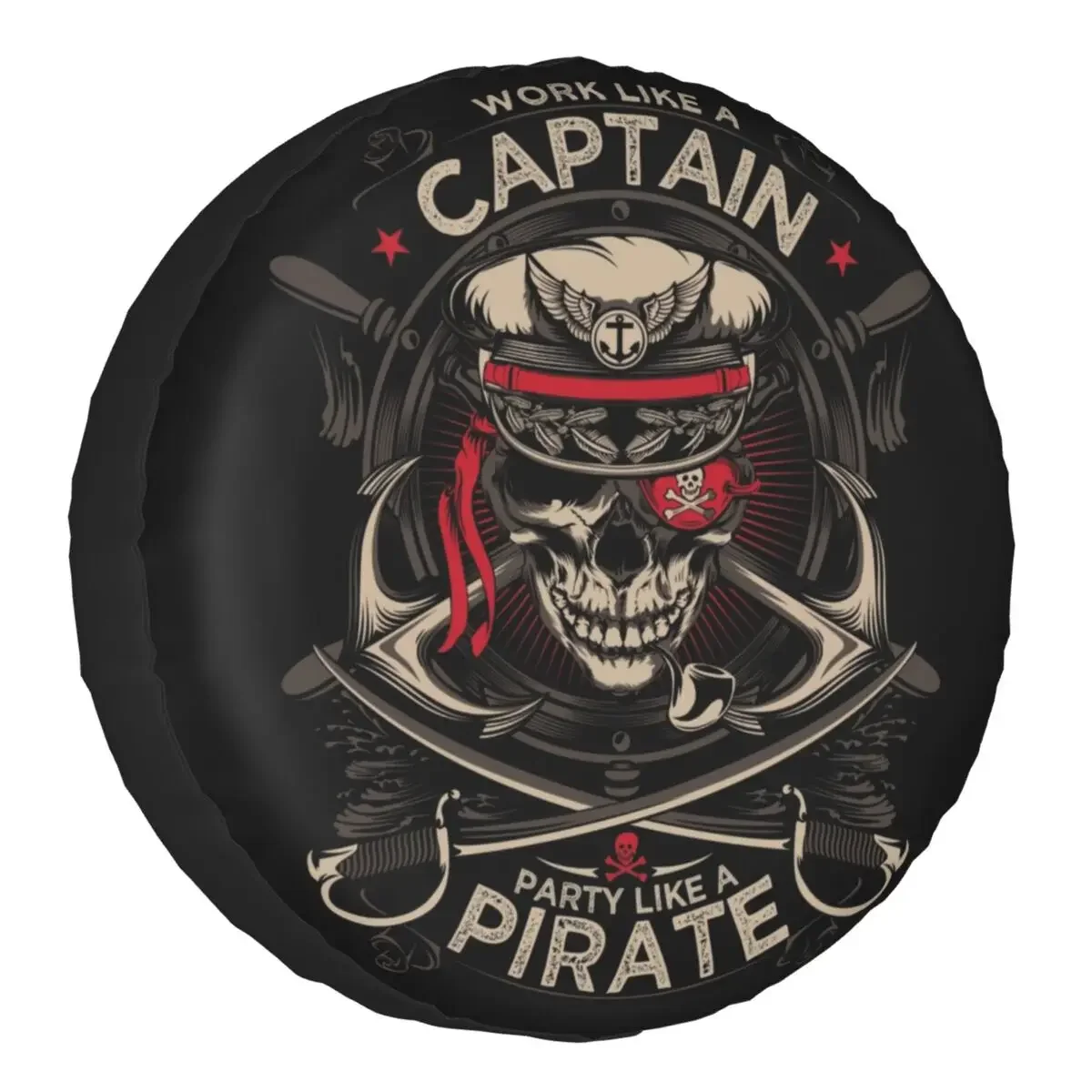 Work Like A Captain Party Like A Pirate Spare Wheel Cover for Jeep SUV Skull Sailor Tire Protector 14