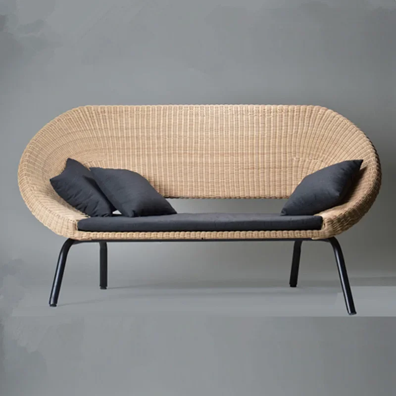 Courtyard rattan chairs, outdoor sofa combination balcony sofa, rattan art sofa, coffee table, outdoor scenic spot