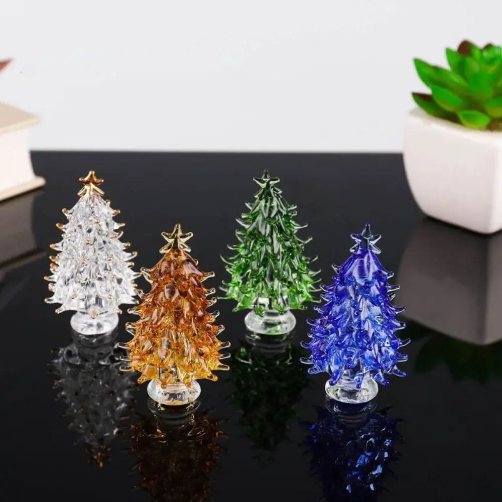 Creatief 3D Kristal Boom Beeldje Prachtige Leuke Kerstboom Miniatuur Handgemaakte Boom Standbeeld Kantoor