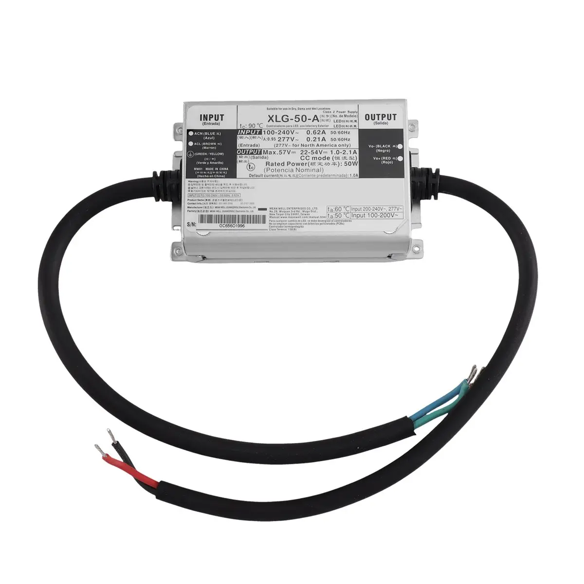 XLG-50-A, 22-54V 50W Constant Power Mode LED Driver