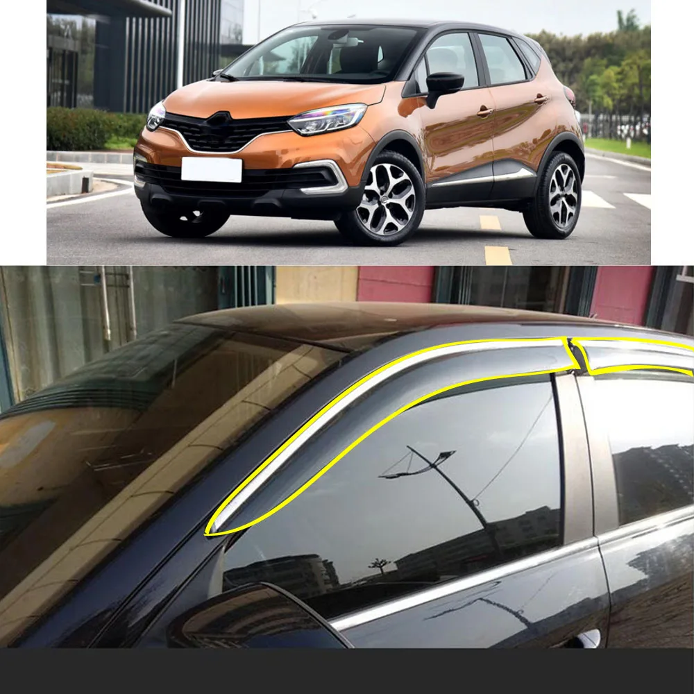 Car Body Styling Sticker Plastic Window Glass Wind Visor Rain/Sun Guard Vent Parts For RENAULT Captur 2015 2016 2017 2018 2019