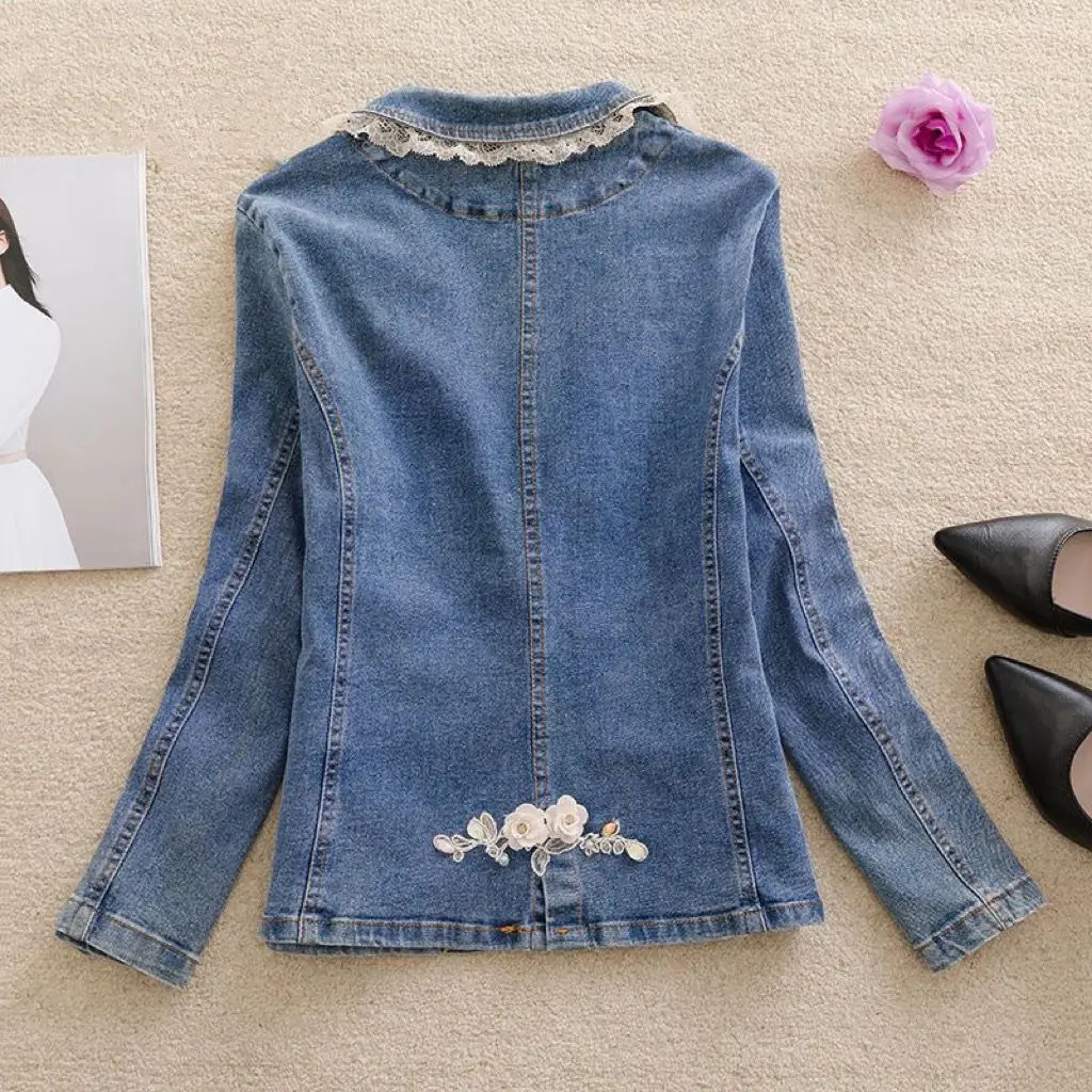 Stitching Women Denim Jacket 2025 New Fashion Spring Autumn Long Sleeve Tops Female Casual Jeans Jackets Women Outerwear