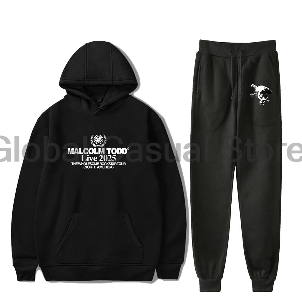 GF Malcolm Todd Live 2025 Hoodies Jogger Calças Conjunto de duas peças Moletons + Calças de moletom Mulheres Homens Conjuntos de roupas da moda