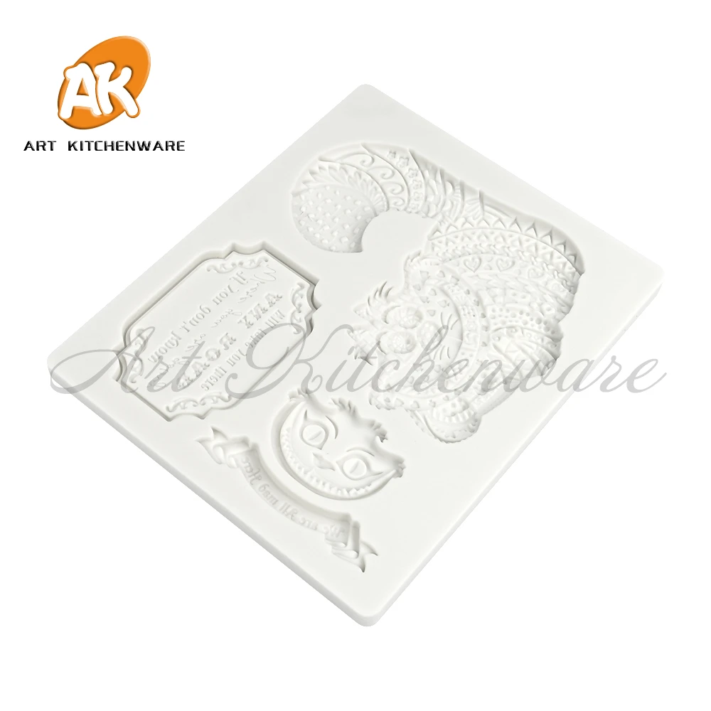 Cartoon Cat Pattern Embossed Silicone Mold Fondant Chocolate Cake Mold DIY Resin Clay Making Mould Home Decorating Tool Bakeware