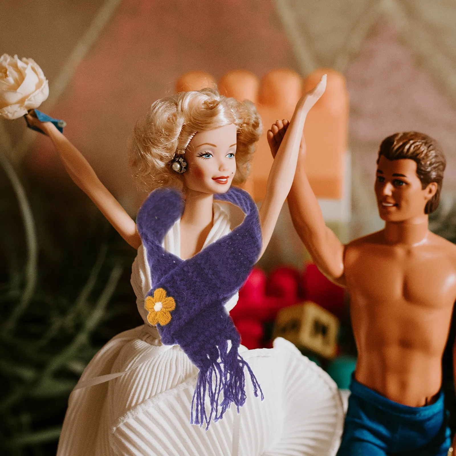 5 個のミニスカーフ柔らかい糸製のワインボトル用の調節可能なサイズ DIY 装飾パーティー記念品かわいいクラフトアクセサリー