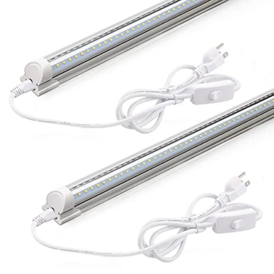 

2Feet LED Shop Light, 20W 3000LM, Clear Cover Linkable Tube Lights, V Shape Integrated T8 LED Lighting, Ceiling Lights for Gara