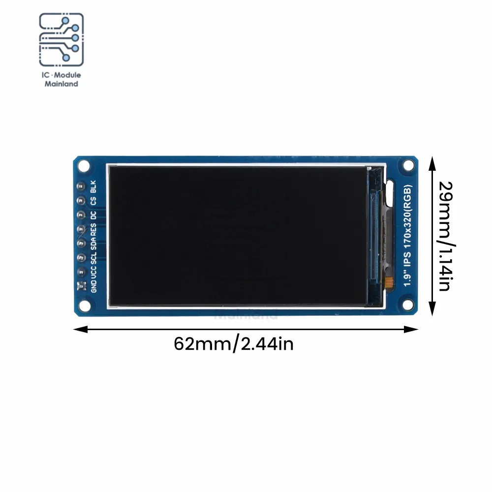 Imagem -06 - Full View Tft Lcd Módulo de Exibição Colorida Spi Porta Serial hd 170x320 Msp430 C51 Programas 1.9 Ips St7789 ic