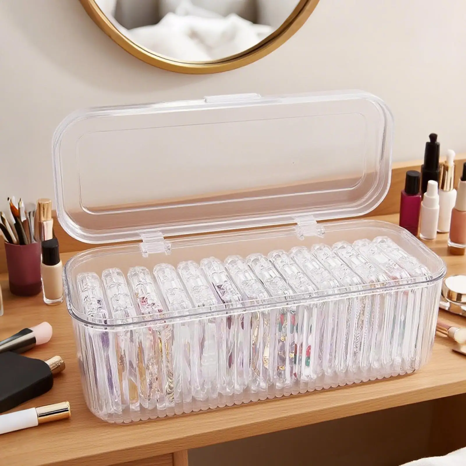 

Nail Case Nail Organizers and Storage Acrylic Dividers Set of 15 Pieces for Women Jewelry Lash Manicure School Bathroom Bedroom
