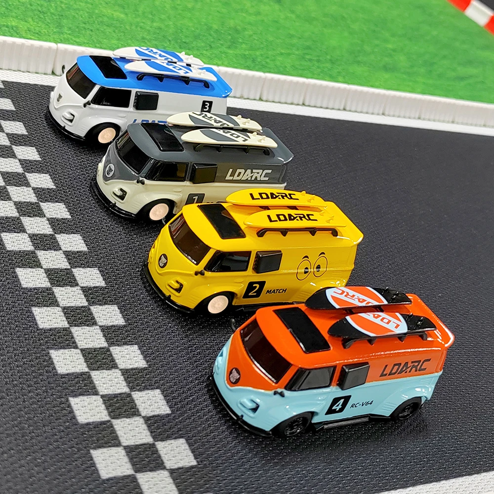 1:64 LDARC V64 Mini Remote Control Bus Mainan Meja Anak Profesional 2.4g Micro Van Mobil RC untuk Anak-anak