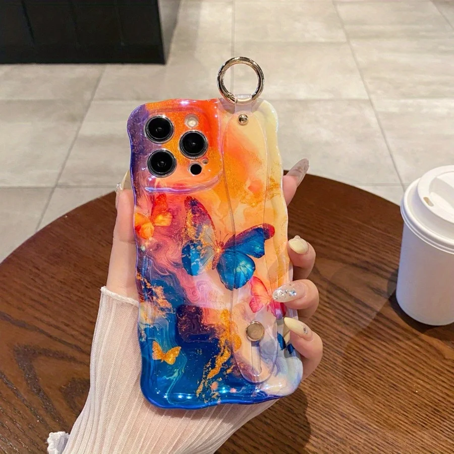 حامل معصمه، تويست - فراشة بلاتينية واحدة، فراشة بلاتينية متعددة لهاتف أبل 16 15 14 13 12promax حافظة هاتف جديدة