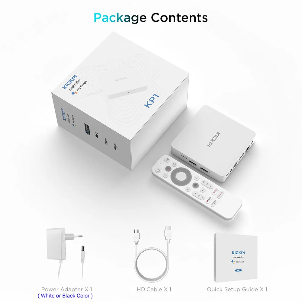 KICKPI KP1 Google Netflix TV Box Android 12 Amlogic S905Y4 مشغل الوسائط 4K Set Top Box Android 12.0 2G32G AV1 2.4G&5G Wifi BT5.0