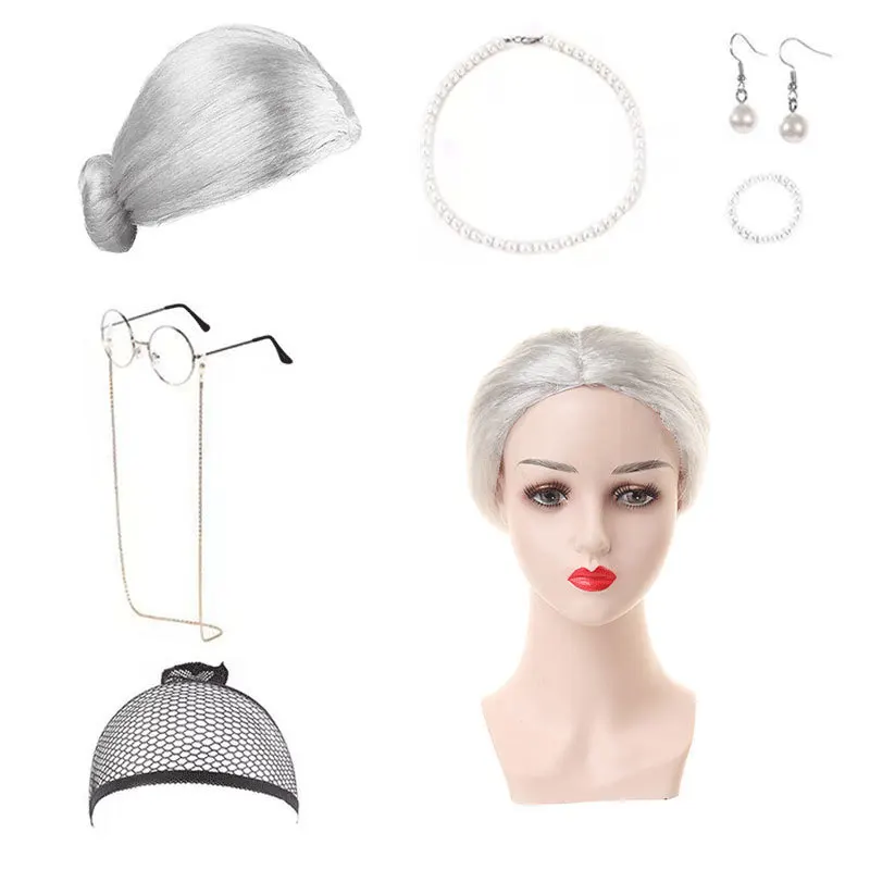 Halloween Old Man Wig Short Curly Hair COS Costume Party Accessory