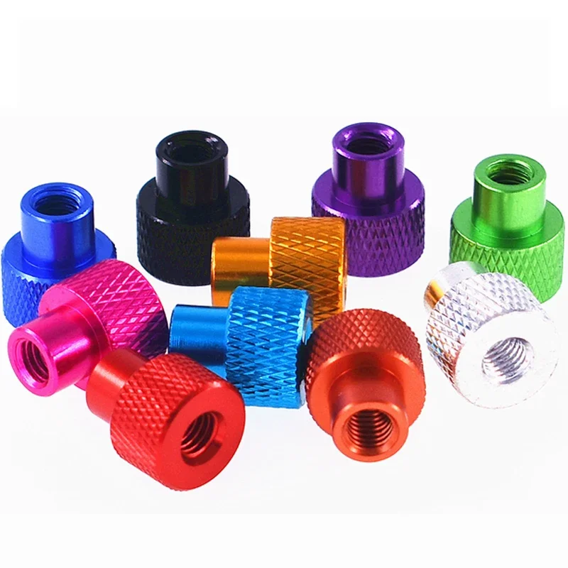 Colored Nuts UNC 1/4-20 3/8-16 Aluminium Alloy Blind Hole Knurled Thumb Nuts Hand Grip Knob Nut