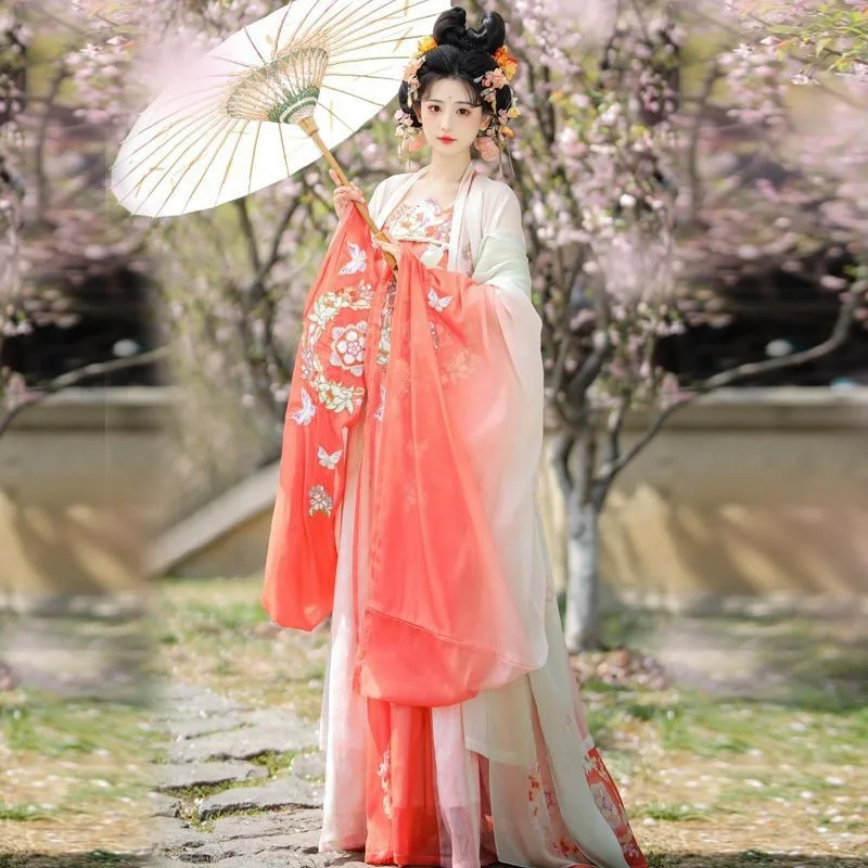 New Adult Female Butterfly Feather Clothing Hanfu Flower Quixote Skirt Embroidered Imperial Concubine Suit