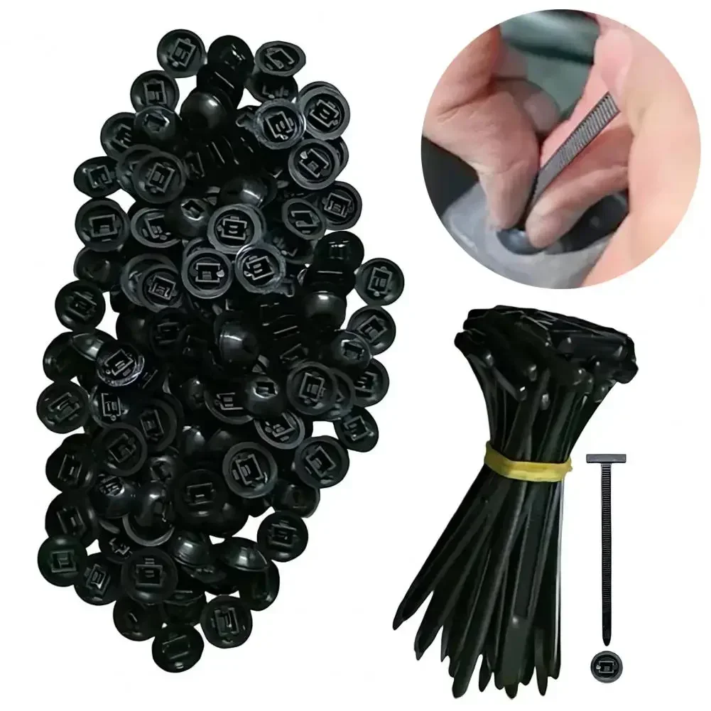 Correas para cables, hebilla de brida para cables de nailon resistente con diseño de botón de pasador para reparación de automóviles, herramienta de soporte de bridas con cremallera autoblocante