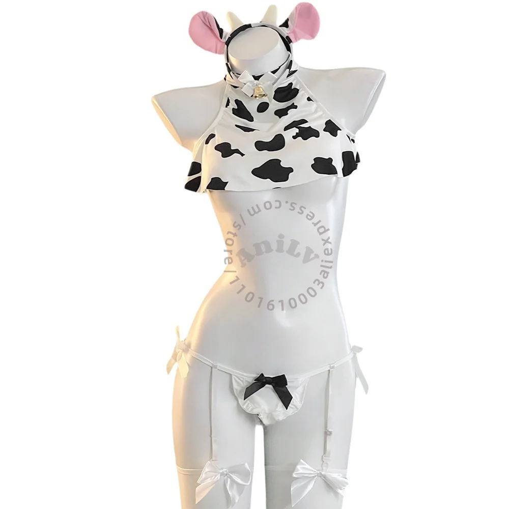 

AniLV Anime Women Cow Maid Uniform Sexy Lingerie Temptation Erotic Outfits Cosplay Costume