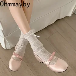 2024 Designers Women Mary Jane Shoes Fashion Shallow Slip On Thick Heel Ladies Outdoor Dress Elegant Gladiator Pumps