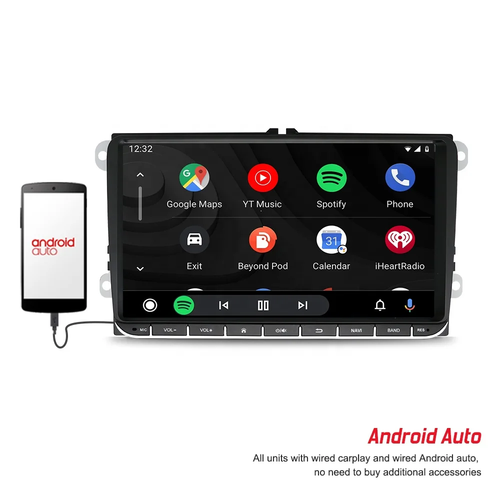 Linux system Car audio for VW 9inch universal passat polo 1024*600IPS universal support carplay car