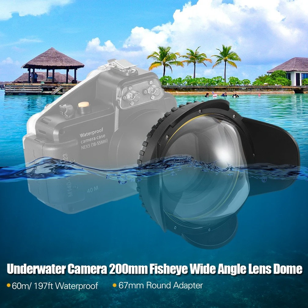 Mcoplus Underwater Camera Fisheye Wide Angle Lens Dome Port 67mm 0.7x for Canon NIkon Sony Fujifilm Underwater Diving Housing