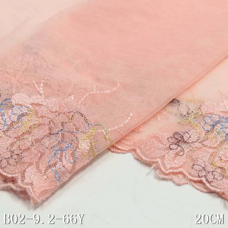 30Yards Embroidery Tulle Lace Trim DIY Accessories Pink Non-Stretch Floral Mesh Lace Fabrics for Lingerie Sewing Craft