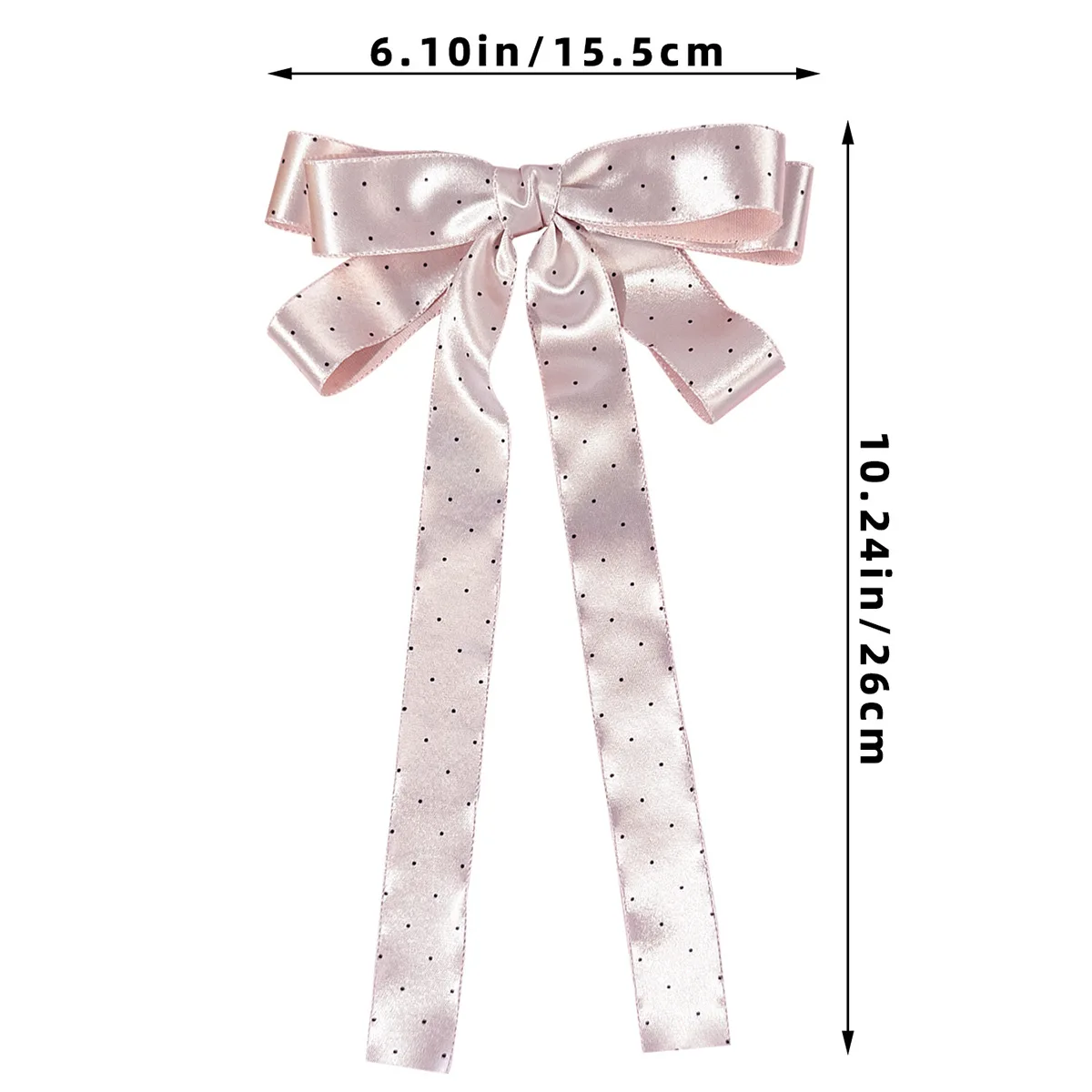 24PCs Satin Ribbon Bow Hair Clips with Long Tassel Dot Spot Prints Ladies Side Barrettes Bulk Headwear for Girls And Women