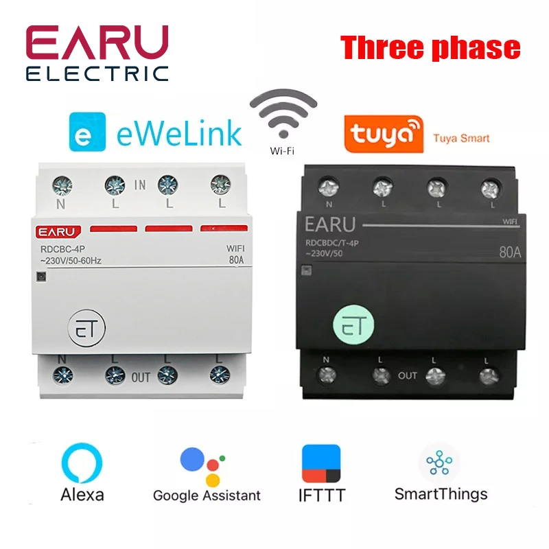 WIFI Circuit Breaker Smart Time Timer Relay Switch Voice Remote Control by Tuya eWelink App Smart House Amazon Alexa Google Home