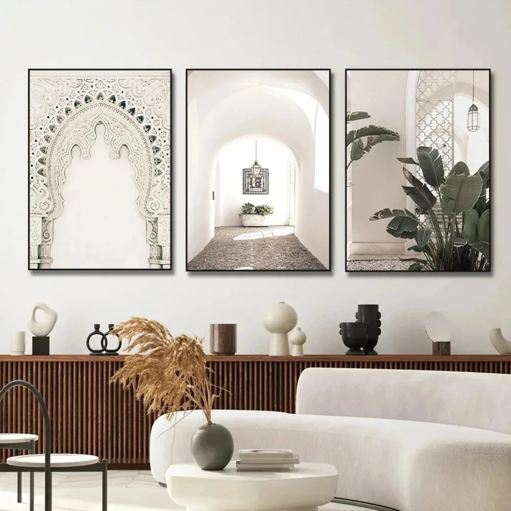 Bohemian Oil Painting On Canvas Print Poster Moroccan Door Wall Art Picture Marrakech Architecture Poster Living Room Decoration