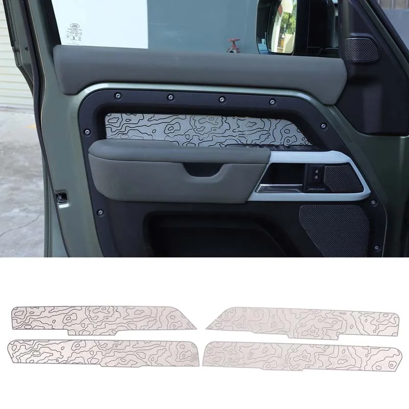 

For Land Rover Defender 110 130 2020 + Car interior door decorative panel cover Stainless steel interior accessories 4Pcs