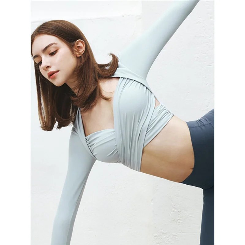 FUBEIKE Long-Sleeved Waistcoat Self-Retention Yoga Jacket Breast Shaping Fitness Sportswear Nude Seamless Running Workout Shirts