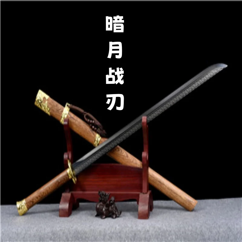 Longquan City Integrated Forging Spring Steel Dark Moon Battle Blade Tang Knife Collection Ancient Cold Weapons Unearthed Blade