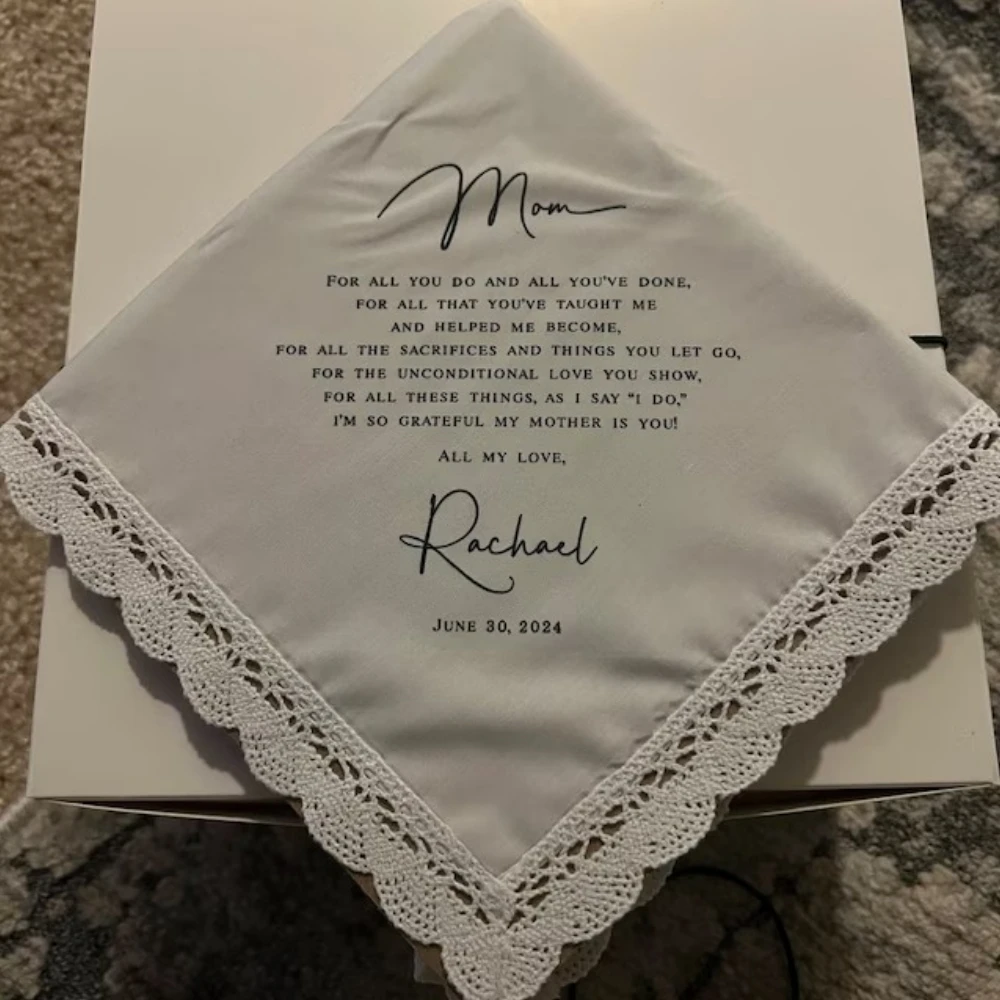 Mother of the Bride Handkerchief from Daughter, Wedding Gift