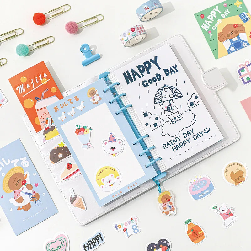 A6 Binder Index Separator Page Cartoon Greeting Card  with Notebook Set For Loose-leaf Notebook Cover School Office Stationery