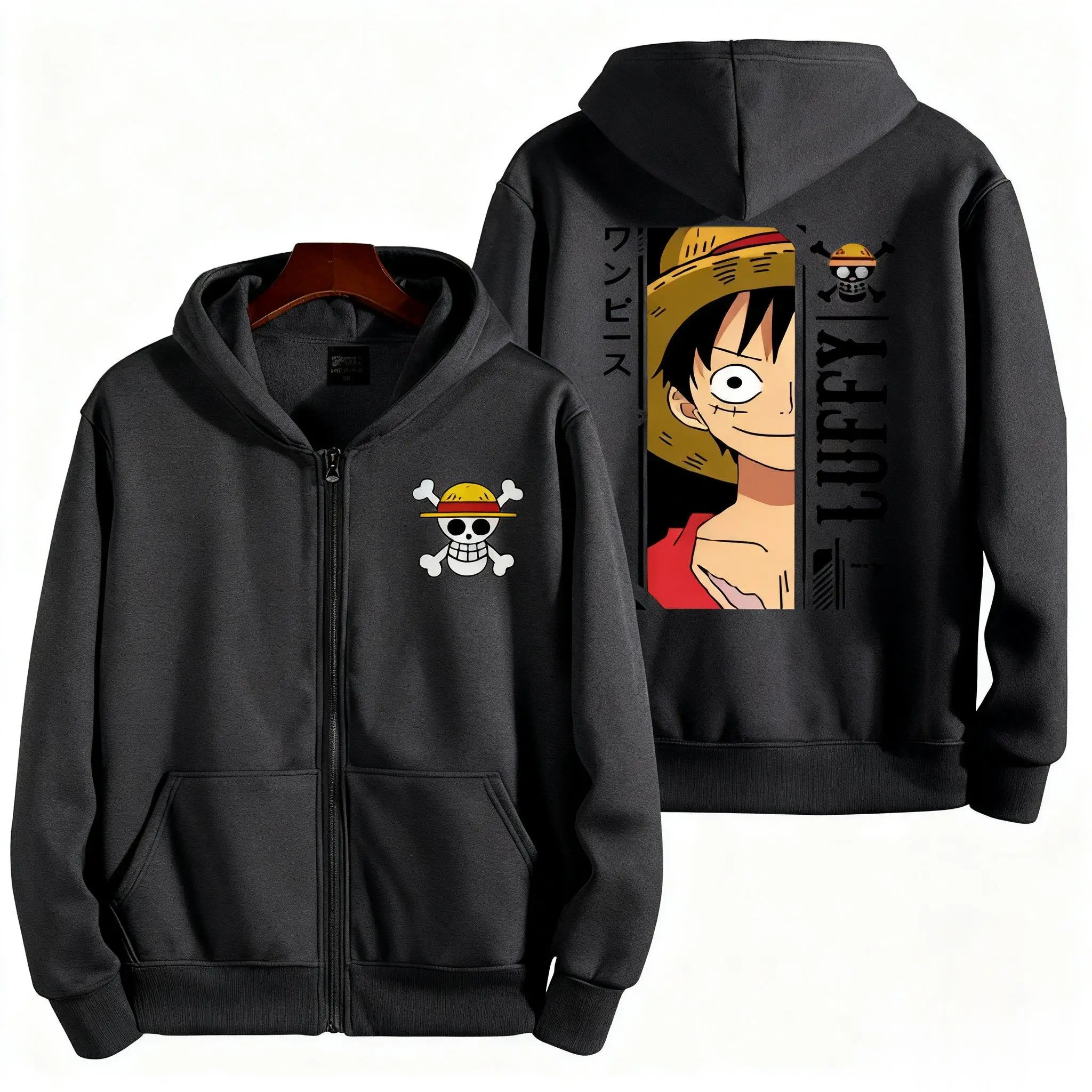 Super Sized Anime Alles-in-één Luffy Rits Hoodie Jas voor Casual Trui 2025Herfst Winter Heren Dames Katoenen Rits Hoodie