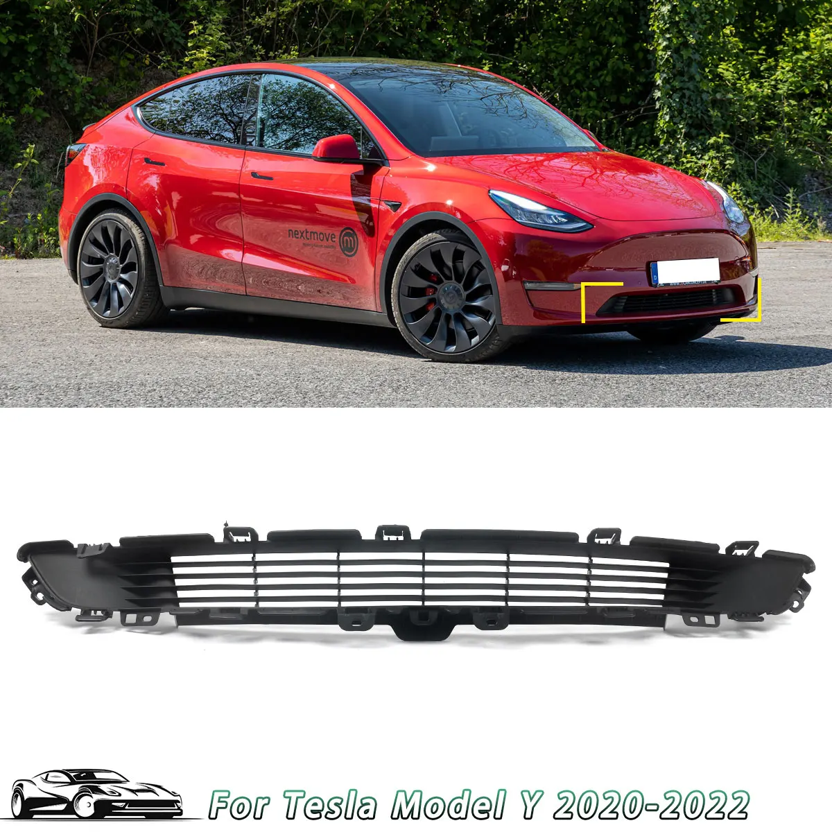 new Front Bumper Center Grille Lower Grill Compatible，Tesla Model Y 1493759-00-A 2020-2022 Radiator Mesh Grills Air Intake Grid