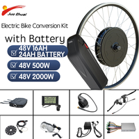 48V 500W Cassette 2000W Ebike Conversion Kit with Battery 48V 16AH 24AH Hub Mot Rear Wheel for 26inch 27.5in 29in electric bike