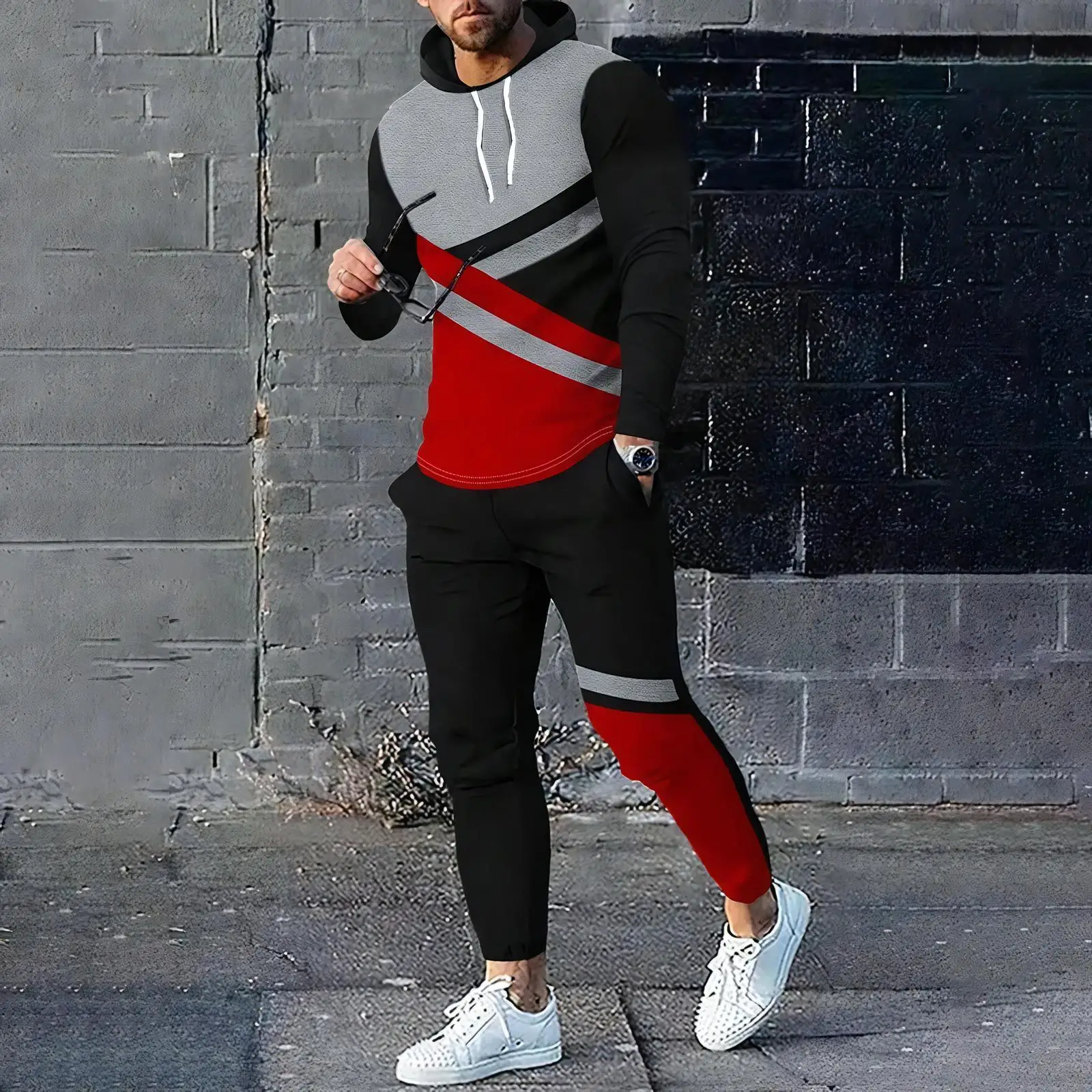 

New Arrived Men's Hoodie 2 Piece Sets Hoody Sweater Pants Tracksuits Mens Sports Streetwear Sweatshirt Hoodies Sweatpants