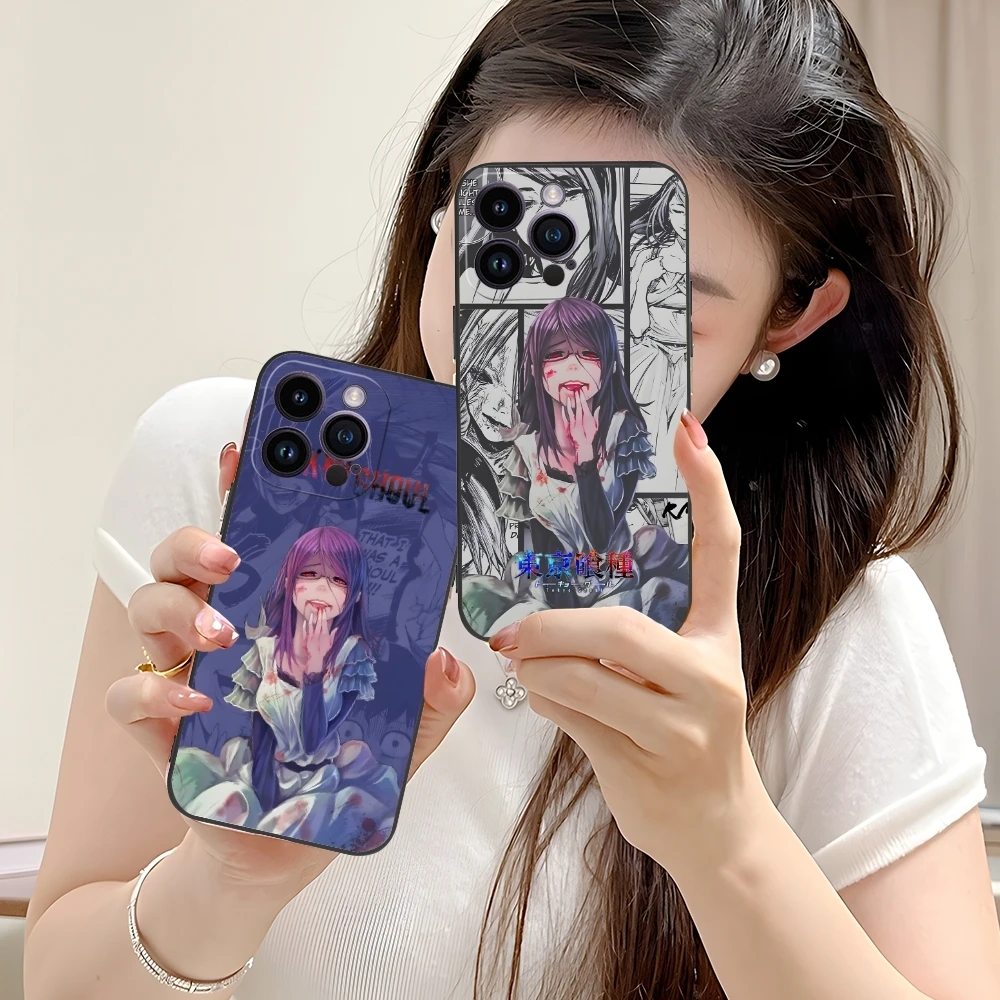 Tokyo Ghoul Rize Colour Mobile Cell Phone Case for iPhone 16 15 14 13 12 11 X XR XS 8 7 Pro Max Plus Mini Black Cover Shell